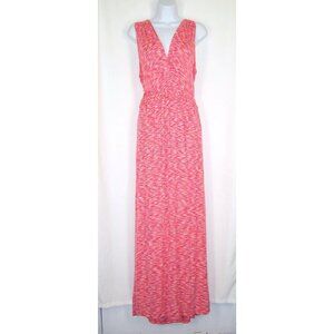 Spense Pink Orange Maxi Dress XL Sleeveless Vneck Braided Waist Vacation Cruise